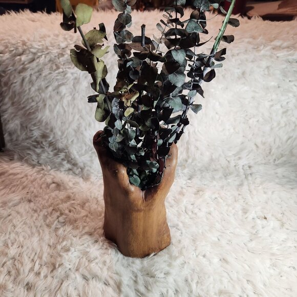 Vintage Rustic Primitive Unique Hand-Carved Wooden Root Vase - Picture 1 of 5